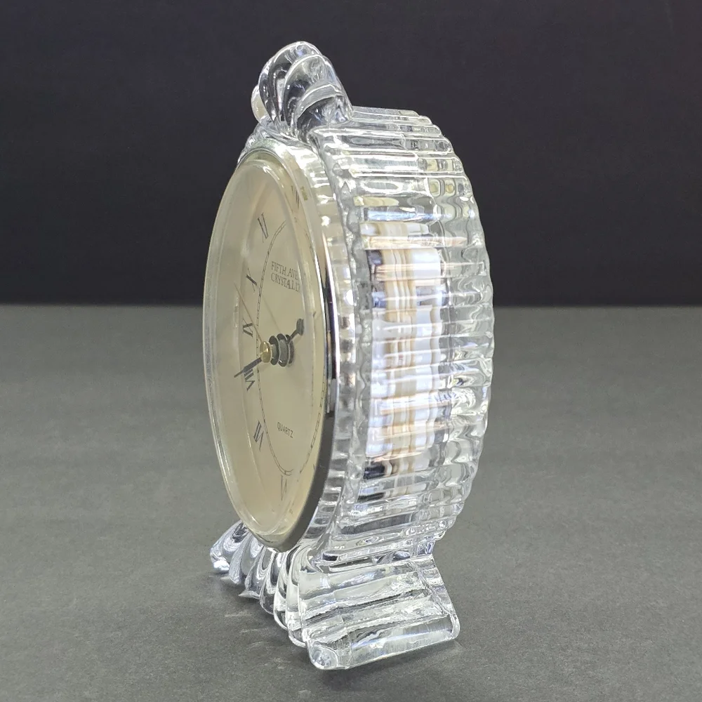 VTG Fifth Avenue Crystal LTD Clock Desk Shelf Mantle Quartz Oval.